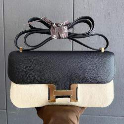 Hermes Black Leather Epsom Constance Elan Shoulder Bag