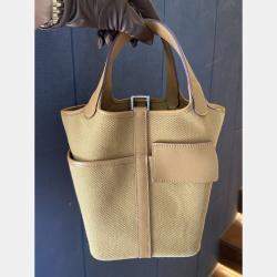 Hermes Sesame Cargo Silver Hardware Picotin 18 Handbag