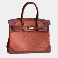 Hermes Brique/Rouge H Ostrich Ghillies Birkin 30