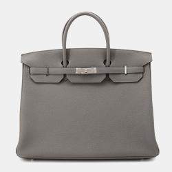 Hermes Gris Meyer Togo Leather Birkin 40 Handbag