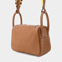 Hermes Gold Taurillon Clemence Leather Lindy Maxi Quadrille Shoulder Bag