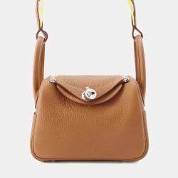 Hermes Gold Taurillon Clemence Leather Lindy Maxi Quadrille Shoulder Bag