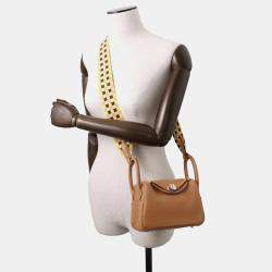 Hermes Gold Taurillon Clemence Leather Lindy Maxi Quadrille Shoulder Bag