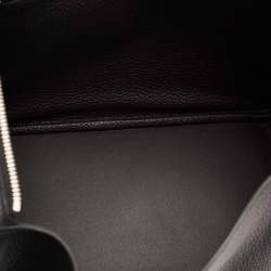 Hermes Noir Taurillon Clemence Leather Palladium Finish Lindy 30 Bag