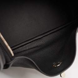 Hermes Noir Taurillon Clemence Leather Palladium Finish Lindy 30 Bag