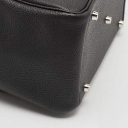 Hermes Noir Taurillon Clemence Leather Palladium Finish Lindy 30 Bag
