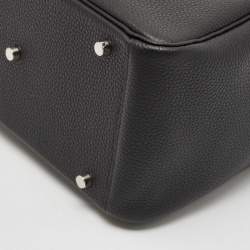 Hermes Noir Taurillon Clemence Leather Palladium Finish Lindy 30 Bag