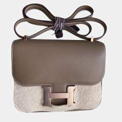 Hermes Etoupe Tadelakt Leather Constance 18 Shoulder Bag