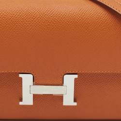 مملوكة مسبقًا Hermès Orange Epsom Leather Constance To Go Wallet