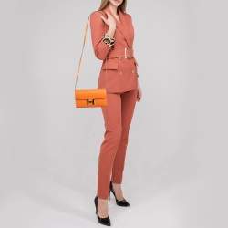مملوكة مسبقًا Hermès Orange Epsom Leather Constance To Go Wallet