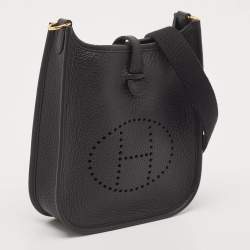 Hermès Noir Taurillon Clemence Leather Evelyne TPM Bag