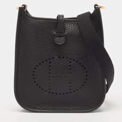 Hermès Noir Taurillon Clemence Leather Evelyne TPM Bag