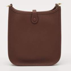 Pre Owned Hermes Cacao Taurillon Maurice Leather Evelyne TPM Bag
