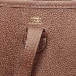 Pre Owned Hermes Cacao Taurillon Maurice Leather Evelyne TPM Bag