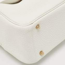Hermès Blanc Taurillon Clemence Leather Gold Finish Mini Lindy Bag