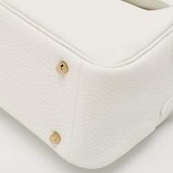 Hermès Blanc Taurillon Clemence Leather Gold Finish Mini Lindy Bag