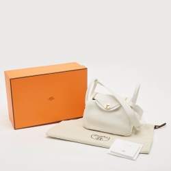 Hermès Blanc Taurillon Clemence Leather Gold Finish Mini Lindy Bag