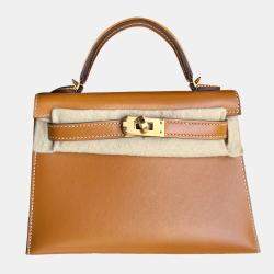 Hermes Gold Swift Leather Mini Kelly II Top Handle Bag