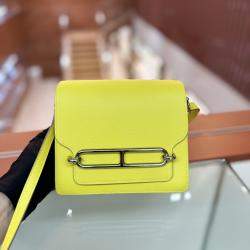 Hermes Lemon Yellow Swift Leather Mini Roulis Shoulder Bag
