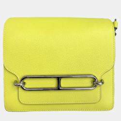 Hermes Lemon Yellow Swift Leather Mini Roulis Shoulder Bag