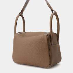 Hermes Etoupe Taurillon Clemence Leather Lindy 26 Shoulder Bag