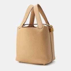 Hermes Biscuit Taurillon Clemence Leather Picotin Lock 18 Tote Bag
