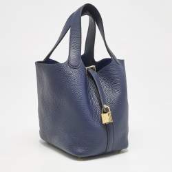 Hermès Bleu de Prusse Taurillon Clemence Leather Picotin Lock 18 Bag