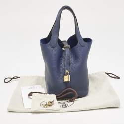 Hermès Bleu de Prusse Taurillon Clemence Leather Picotin Lock 18 Bag