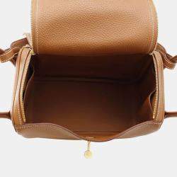 Hermes Gold Taurillon Clemence Leather Lindy 26 Shoulder Bag