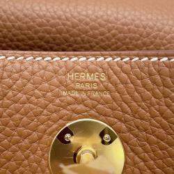 Hermes Gold Taurillon Clemence Leather Lindy 26 Shoulder Bag