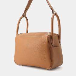 Hermes Gold Taurillon Clemence Leather Lindy 26 Shoulder Bag