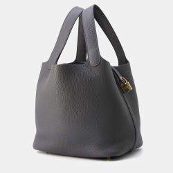 Hermes Ardoise Taurillon Clemence Leather Picotin Lock 22 Bag