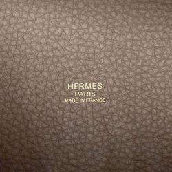 Hermes Etoupe Taurillon Clemence Leather Picotin Lock 22 Shoulder Bag