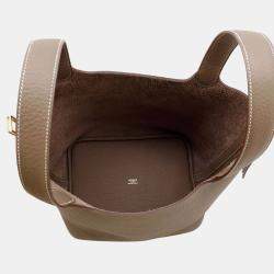 Hermes Etoupe Taurillon Clemence Leather Picotin Lock 22 Shoulder Bag