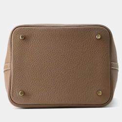 Hermes Etoupe Taurillon Clemence Leather Picotin Lock 22 Shoulder Bag