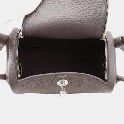 Hermes Gris Meyer Taurillon Clemence Leather Lindy Mini Shoulder Bag