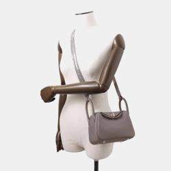 Hermes Gris Meyer Taurillon Clemence Leather Lindy Mini Shoulder Bag