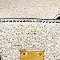 Hermes Craie Black Togo Leather Birkin 25 Tote Bag 