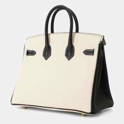 Hermes Craie Black Togo Leather Birkin 25 Tote Bag 