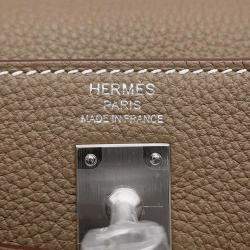 Hermes Etoupe Togo Leather Kelly 25 Top Handle Bag 