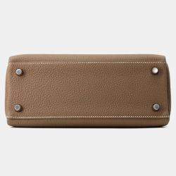Hermes Etoupe Togo Leather Kelly 25 Top Handle Bag 