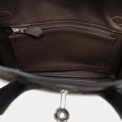 Hermes Tricolor Ecorce Etoupe Black Epsom Leather Birkin 25 Bag 