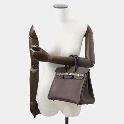 Hermes Tricolor Ecorce Etoupe Black Epsom Leather Birkin 25 Bag 