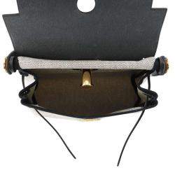 Hermes Black/Ecru Vache Hunter Leather Herbag Zip Toile Military Mini Shoulder Bag