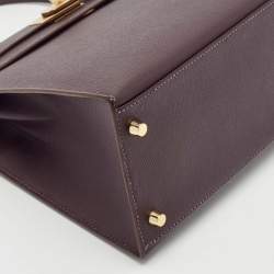 Hermès Raisin/Bleu de Malte Epsom Leather Gold Finish Kelly Sellier 28 Bag