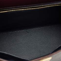 Hermès Raisin/Bleu de Malte Epsom Leather Gold Finish Kelly Sellier 28 Bag