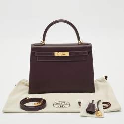 Hermès Raisin/Bleu de Malte Epsom Leather Gold Finish Kelly Sellier 28 Bag