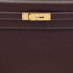 Hermès Raisin/Bleu de Malte Epsom Leather Gold Finish Kelly Sellier 28 Bag