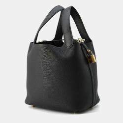 Hermes Black Taurillon Clemence Picotin Lock 18 Bag