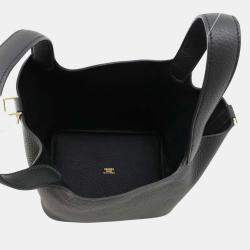 Hermes Black Taurillon Clemence Picotin Lock 18 Bag